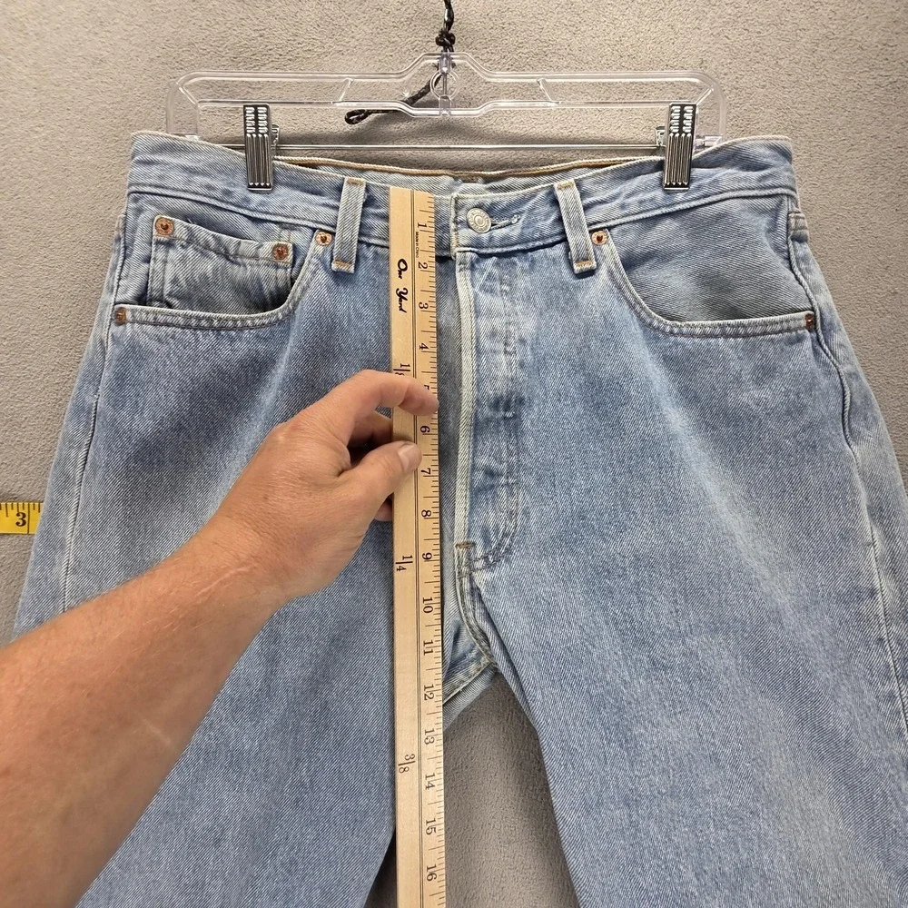 Vintage Levis 501 Jeans Mens Blue Straight Button Fly USA Altered Hem Fits 32x30